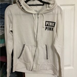 Victoria's Secret PINK White Hoodie with Black Trim